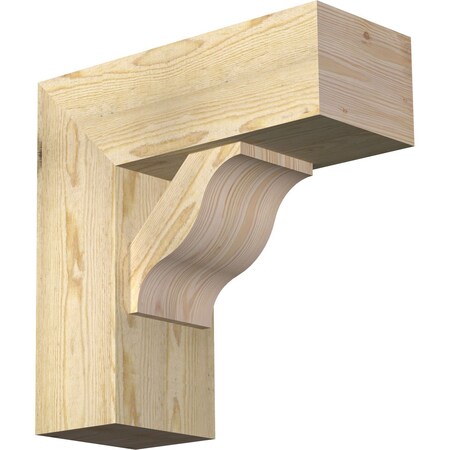 Ekena Millwork Funston Block Rough Sawn Bracket w/ Offset Brace, Douglas Fir, 8"W x 20"D x 20"H BKT0806X20X20FST05RDF